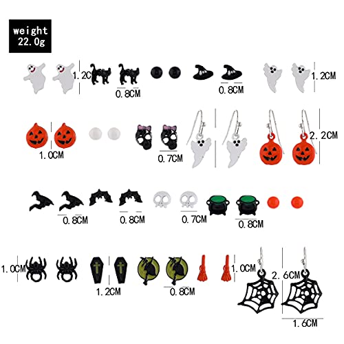 Halloween Earrings Stud For Girls Hypoallergenic Small Cute Cat Bat Pumpkin Spider Ghost Witchy Skull Skeleton Ddrop Dangle Earrings Halloween Holiday Studs Earrings Pack For Women Girls #TOP1