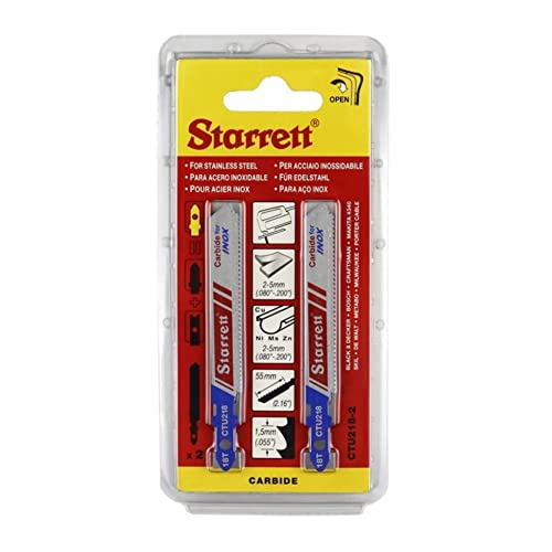 Starrett Metall-Stichsägeblätter - 2er-Pack CTU218-2 Hartmetall-Schneidmessersatz mit einheitlichem Schaft - Kompatibel mit Bosch Dewalt Hitachi Festool Milwaukee