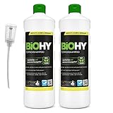 BiOHY Teppichshampoo (2x1l Flasche) + Dosierer | Teppichreiniger ideal zur Entfernung von hartnäckigen Flecken | SPEZIELL FÜR WASCHSAUGER ENTWICKELT
