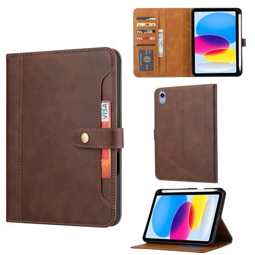 Étui en cuir de qualité pour iPad Pro 11 avec rabat portefeuille couleur café