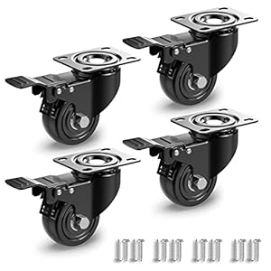 Nirox 50mm Black Furniture Castors with Brake