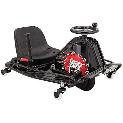Razor Crazy Cart DLX for Kids Ages 9+ - 24V Electric Drfting Go Kart - Enhanced Drift Bar, Brodie Knob Steering, Variable Speed, Up to 12 mph