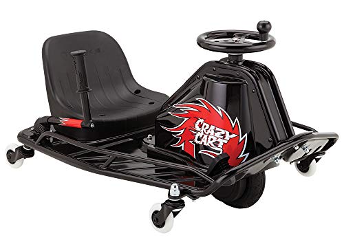 Razor Crazy Cart DLX - 24V Electric Drfting Go Kart - Enhanced Drift Bar, Brodie Knob Steering, Variable Speed, Up to 12 mph,Black/Red by Razor - Used condition - US$532.05