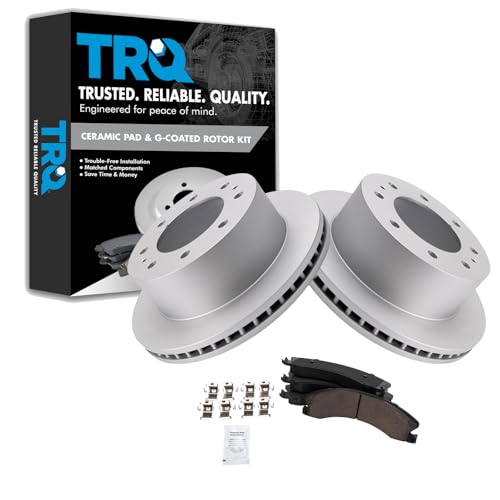 Image of TRQ Rear Ceramic Brake Pad & Coated Rotor Kit Compatible with Chevy GMC 2500 3500 Truck