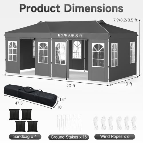 Image of Tangkula 10x20 Ft Pop Up Canopy with Center Lock