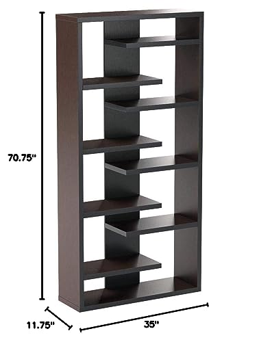Coaster Furniture Modern 8 Shelf Bookcase Etagere Composite Wood Bookshelf Staggered Fixed Shelves Cappuccino Brown 800265 - Image 4