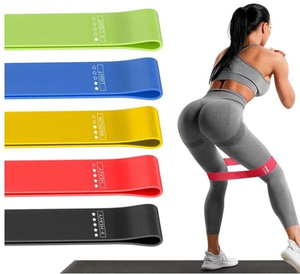 RK PRIME™ Resistance Bands Set of 5 | Loop Bands for Glutes, Legs, Squats & Full Body Workout | 100% Natural Rubber | Home Gym, Yoga & Physical Therapy | Progressive Levels with Carry Bag (5 Pcs Band)-image-23