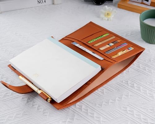 Ox knight Genuine Leather Cover for A5 Notebooks, Fits Hobonichi Cousin, Midori MD Planners, Leuchtturm1917 and Stalogy with Pen Loop, Card Slots, Side Pockets, Back Pocket and Bookmarks (Brown) by Ox Knight - Image 6