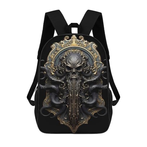 sinyumoney Zaino Per Bambini Con Stampa 3D Cthulhu Horror Art Deco Per Studenti Scolastici, Zaini, Borse A Tracolla, Borse Per Libri 17inch