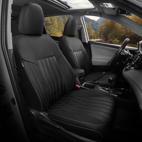 FEINEPRO Seat Covers for Toyota RAV4 1:1 Custom Fit for RAV4 2013-2018 XLE SE Limited Platinum Adventure (not for LE) Leather Car Seat Covers Full Set - Black