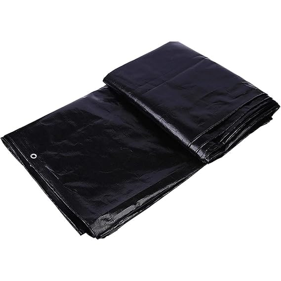 Image of 30Ft x 30Ft Tarpaulin Sheet Waterproof Tirpal Heavy Duty Tadpatri with Aluminium Eyelets Each Coners - Multipurpose Cover Tharpai (30 * 30 FEET, 150 GSM) (Black, 30x30 FT)