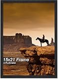 A PLUS MAX 15x21 Picture Frame, Black Engineered Wood Frame for 15 x 21 Inch Picture Poster Photo, Light Weight 15 by 21 Frame with Wood-grain for Wall - 1 Pack/Black/15 x21