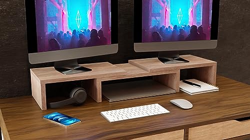 ComfortCove Dual Monitor Stand Riser, Desk Organizer, Laptop Stand, 3 Shelf Adjustable Length, Ideal for Home Office - Image 2