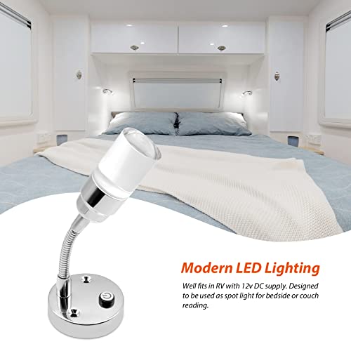 Chrome-Plated 12V Blue & Cool White RV Reading Lights, Pack of 2