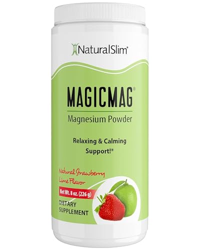 Image of NaturalSlim MagicMag - Highly Absorbable Magnesium Citrate Powder for Relaxation, Energy, Better Sleep & Metabolic Support - Magnesium Supplement for Women & Men - Strawberry & Lime Flavored 8oz