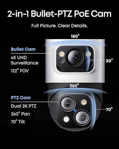 Image of eufy PoE NVR Security Camera System S4, Power Over Ethernet, Wired, 24 /7 Recording,Up to 16CH, 2TB HDD, 2 Bullet-PTZ Cams, 2 Turret Cams, 360 PTZ, AI Auto Framing & Tracking, Smart Video Search