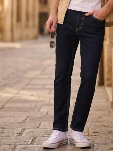 Image of Urbano Fashion Men's Straight Fit Heavy Washed Denim Jeans Stretchable