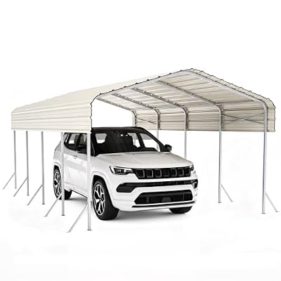Metal Carport, White, 12x20FT