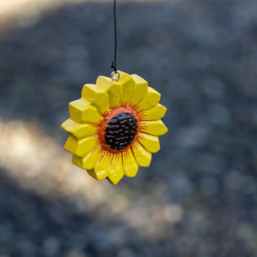 Campanilla de viento de bambú Cohasset 149 con diseño de girasol amarillo para jardín 5