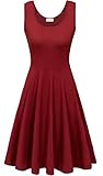 U-Ausschnitt KorMei Damen Ärmelloses Beiläufiges Strandkleid Sommerkleid Tank Kleid Ausgestelltes Trägerkleid Knielang Weinrot S
