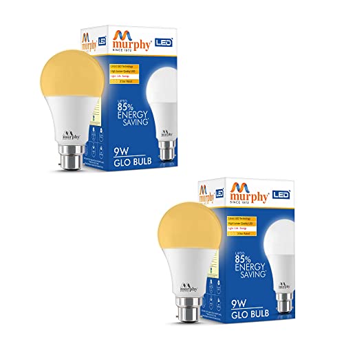 Image of Murphy 9W B22D BEE 3 Star Rated LED Golden Yellow (Warm White) Bulb, Pack of 2 (GLO)