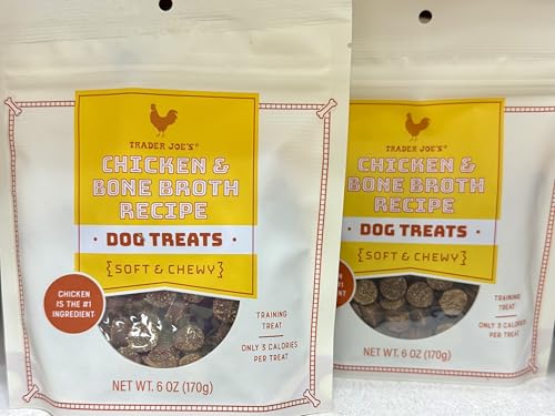 Trader Joe's Chicken & Bone Broth Recipe Dog Treats, Soft & Chewy Training Treats, 6 oz