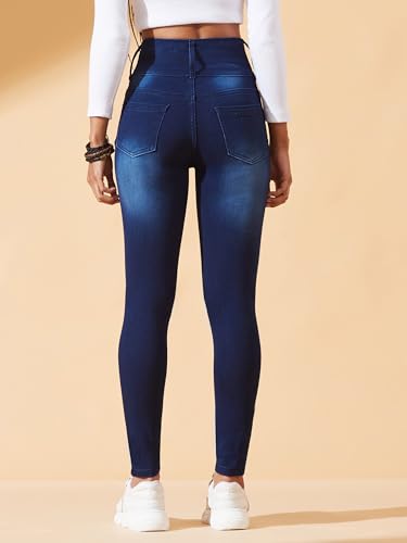 Image of Dolce Crudo Women's Skinny Fit High Rise Regular Length Stretchable High Waist Denim Jeans