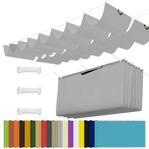 Voile ombrage rétractable vague imperméable protection UV gris pour pergola - 2