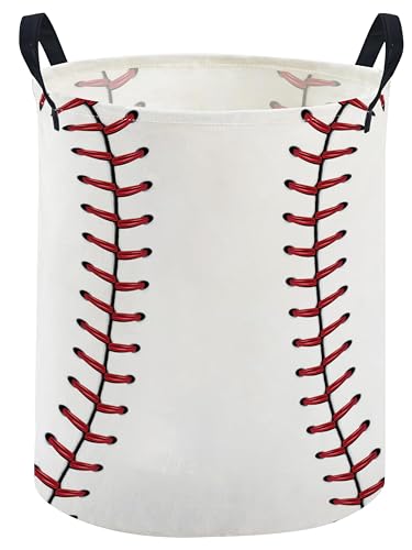 Image of ESSME Ball Laundry Basket,Baseball Hamper Collapsible Canvas Waterproof Storage Bin, Cute Hamper,Gift Baskets(Baseball)