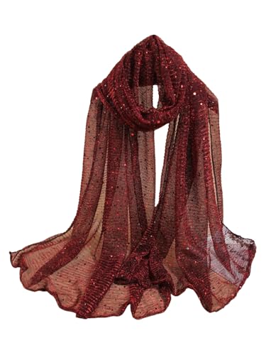 Image of Floerns Women's Sequin Bandana Square Scarf Silk Scarves Mesh Shawl and Wrap for Evening Dresses