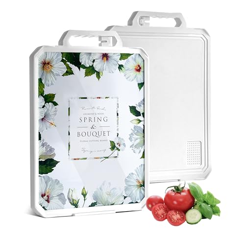 2-in-1Tempered Glass Cutting Board for Kitchen Standable Tempered Glass for Kitchen Counter + Food-Grade PP | Built-in Knife Sharpener & Anti-Spill Groove | Non-Slip, Easy to Clean 17”×12”