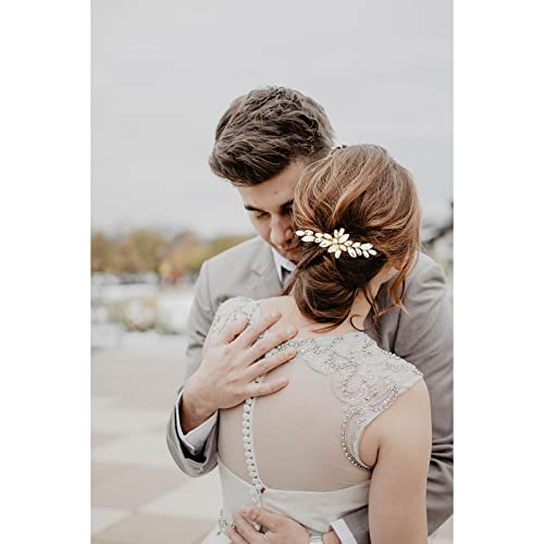 Olbye Wedding Hair Comb Leaf Headpiece For Bride And Bridesmaids Crystal Bridal Hair Accessories (Gold) #TOP6
