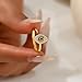 NONAMOIS Gold Rings for Women Open Anti Anxiety Spinner Ring Adjustable Fidget Rings Evil Eye Flower Ring Jewelry