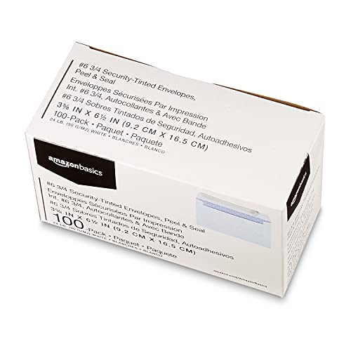 Amazon Basics 6 3/4 Security Tinted Envelopes With Peel & Seal, 100-Pack, White #TOP5