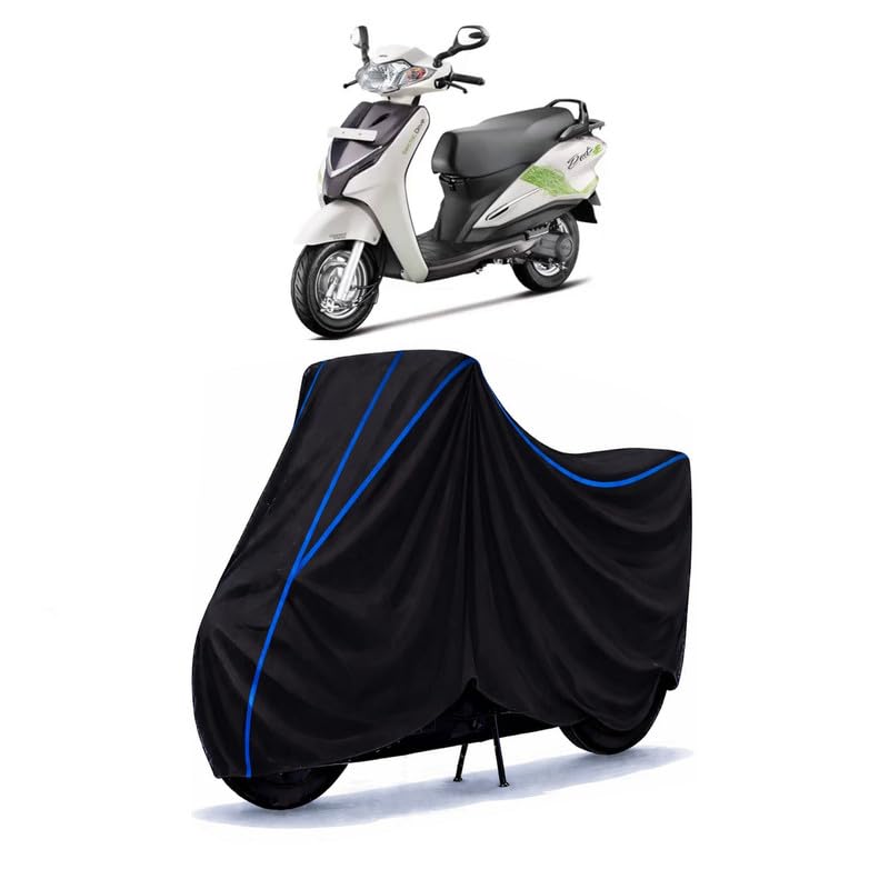 Image of Scooty Cover Water Resistant for Duet 110 | Universal Scooter & Bike Cover | Heavy Duty UV Dust, Rain & Scratch Protection | Elastic Fit All Weather Indoor Outdoor | Black with Blue Piping