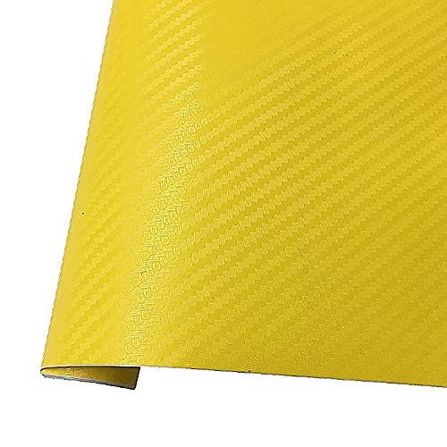 Vinilo fibra carbono 3D amarillo para tapar arañazos y renovar el revestimiento del coche