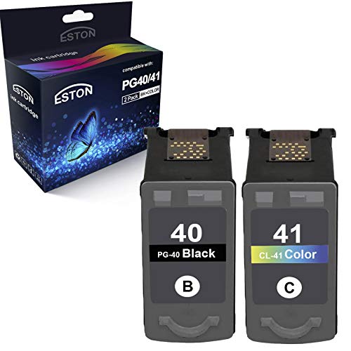 ESTON Remanufactured Ink Cartridge Replacement for Canon 40 and 41 PG-40 Black CL-41 Color Ink Cartridges(1 Black & 1 Color, 2-Pack)