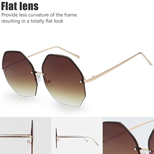 The Fresh Fashion Designer Huge Hexagon Metal frame Ocean Colored Lens Sunglasses - Exquisite Packaging2
