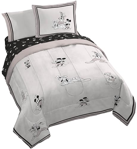 Image of Disney Mickey Mouse and Friends Queen Comforter Set 7 Piece Bedding, Beige | Minnie Donald Goofy, Bed in a Bag, Comforter Sheets Shams Pillowcases, Official Product, Soft Microfiber, Machine Washable