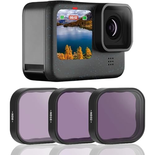 AuyKoo Lentilles de Filtre ND8 ND16 ND32 pour GoPro Hero 9 Hero 10 Hero 11 Black, Kit de Protection de lentille de Filtre à densité Neutre pour Accessoires GoPro Hero 9/10/11 Black