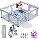 Baby Playpen: Foldable Large Playpen for Babies and Toddlers Large Play Pen Portable Playpen Fence Kids Safety Area Travel Play Yard with 1 Storage Bags 4 Handlers 50 Balls Indoor Outdoor (71" × 59")