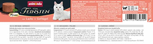 animonda vom Feinsten Mousse Katzenfutter nass Lachs + Geflügel (12 x 85g), getreidefreies Katzenfutter nass ohne Zucker, mit frischen, fleischigen Zutaten