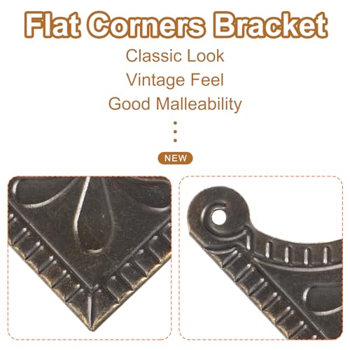 Image of uxcell 30pcs Vintage Corner Protector 1.5 inchx1.5 inchx0.3 inch Decorative Metal Edge Corner Protectors Brackets with Mounting Nails for Box Wooden Case Chest Table Desk Bronze