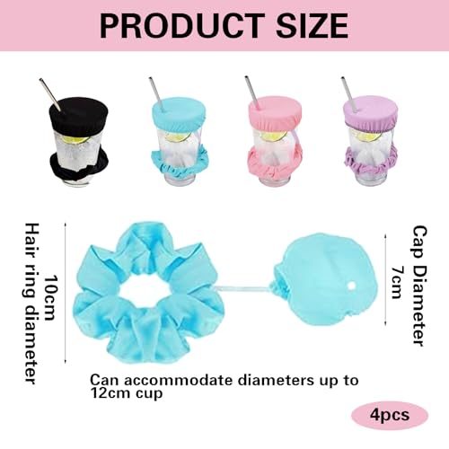4Stück Ko Tropfen Schutz Armband,Getränkeschutzdeckel,Cap Scrunchie Haarband Drink Cover,Getränke Abdeckung Cap Haargummi Scrunchie,Wiederverwendbar Getränkedeckel,Nightcap Ideal Für BarsUndPartys (4)
