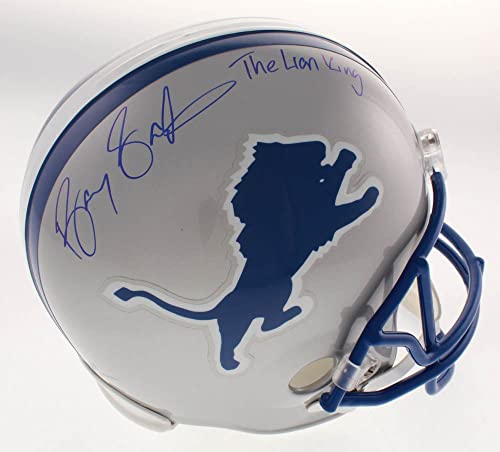Barry Sanders Detriot Lions Signed Autograph Full Size Helmet The Lion King Inscribed Schwartz Sports Certified #TOP8