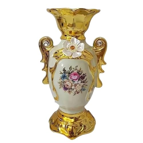 Vase Gilt Frosted Porcelain Vase Vintage Ceramic Flower Vase(Color D)
