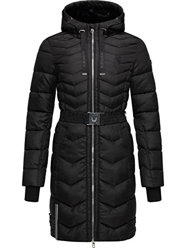 Navahoo Damen Wintermantel Steppmantel Jacke mit Taillengürtel...