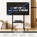 5Rcom Roulement TV Support pour téléviseurs de 40-75 pouces, réglable en hauteur TV Panier sur roues 110 Lbs, universel TV Monter avec VESA 400x400 pour le salon & Bureau