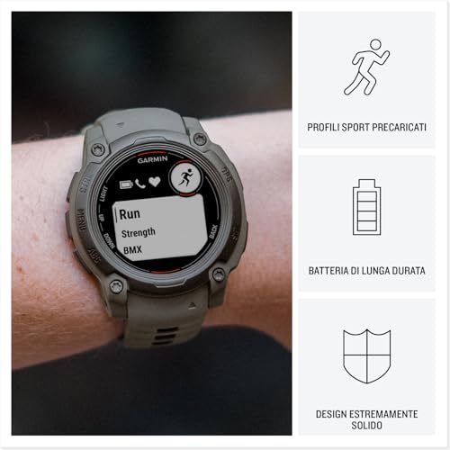 Garmin Instinct E, Smartwatch, 40mm, Display MIP, GPS, Cardio, SpO2, +70 app per lo sport, Training Readiness, Activity Tracker 24/7, Notifiche, Connect IQ, Autonomia 14 giorni (Black & Charcoal) - Immagine 2