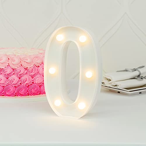 Image of Restaurantware Illumify 7.1 x 1.2 x 8.7 Inch Light Up Number 1 Durable Marquee LED Light - Number 0 Touchproof White Plastic Party Light Keyhole Slot For Parties Weddings Or Special Events